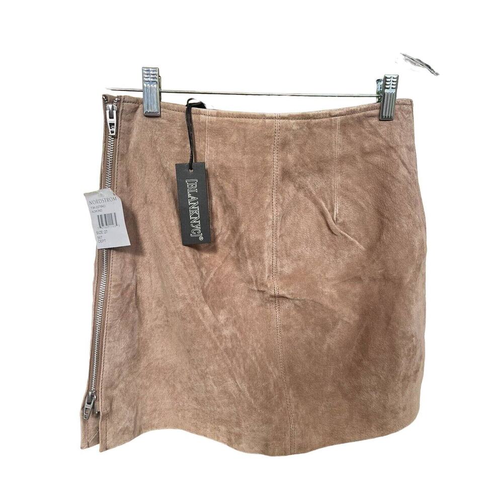 Blank NYC Womens Skirt Brown 100% Leather Size 27 NWT
